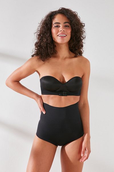 C&City C12708 Women's Laser High Waist Cut Slip Corset Black