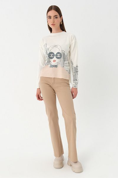 PARKhande Print Detailed Knitwear Sweater - Ecru