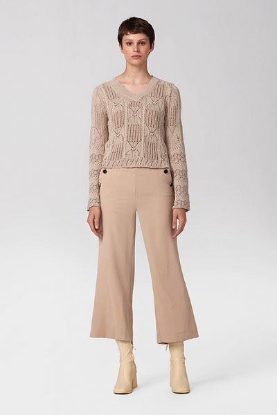 PARKhande Openwork V-Neck Mink Sweater