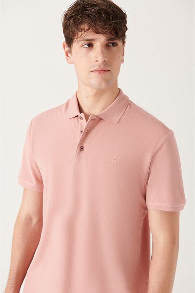 Avva Ανδρικό μπλουζάκι Dusty Rose 100% Cotton Cool Holding Polo Neck E 001004