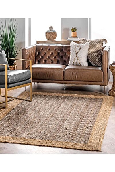 Koza Halı Natura El Dokuma Jüt Bohem Tarz Otantik Salon Oturma Odası Koridor Yatak Odası Natural Halı 00020a