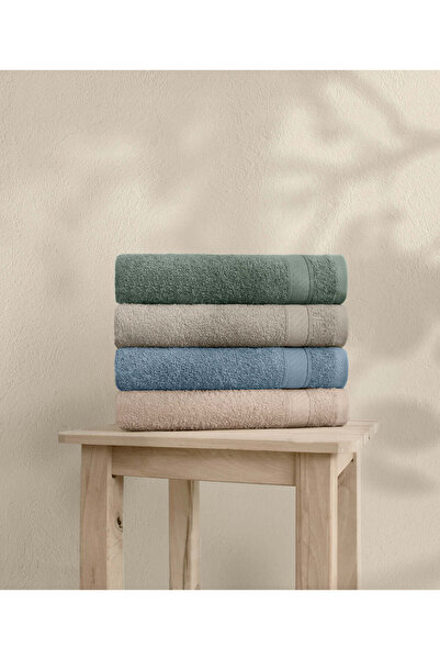 Koza Home طقم مناشف ليكيا للوجه مكون من 4 قطع - 100% قطن، حدود 1003a