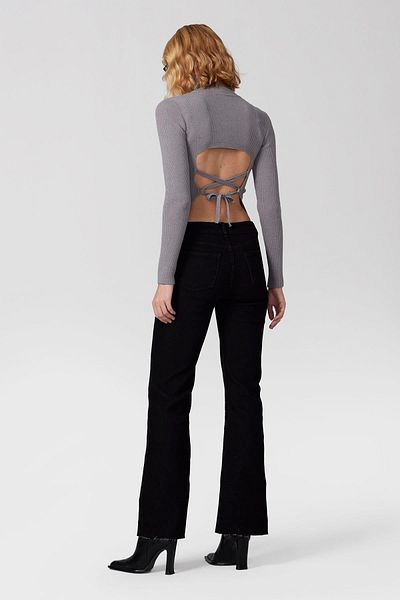 PARKhande Gray Low-Cut Blouse - Brit Tie Back