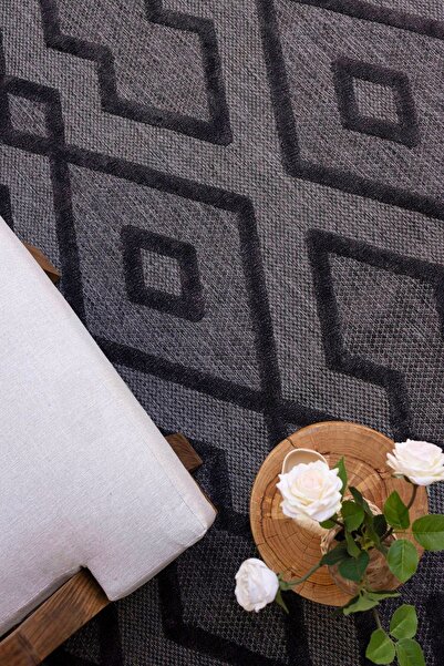 Koza Halı Silva Siyah Halı Yıkanabilir Halı Balkon Halısı Oturma Odası Koridor Yatak Odası Halısı 58594a