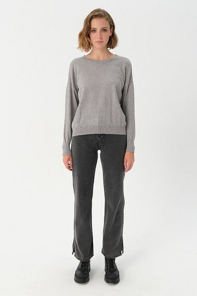PARKhande Gray Crew Neck Loose Basic Sweater