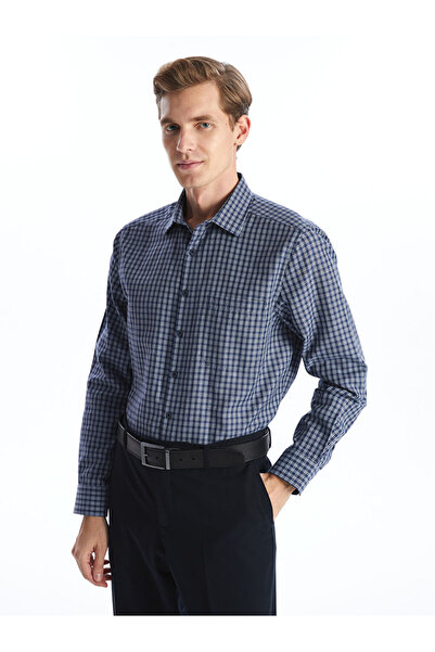 LC Waikiki Чоловіча сорочка Regular Fit з довгим рукавом у клітинку з габардину