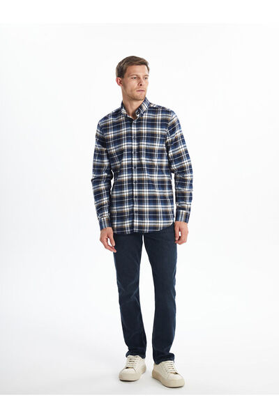 LC Waikiki Ανδρικό πουκάμισο κανονικής εφαρμογής μακρυμάνικο καρό Gabardine