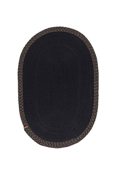 Koza Home Cesta Handmade Cotton Black Jute Straw Decorative Rug 9005