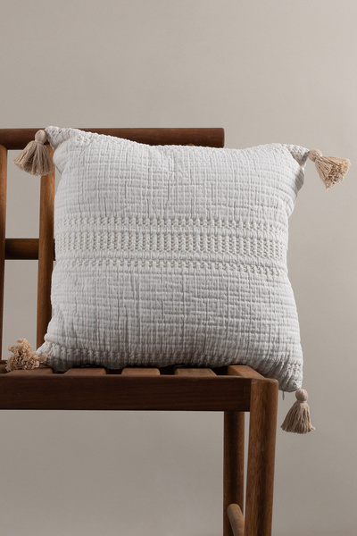 Koza Home Assos Krem Taş Yıkama Yastık 50x50 5038