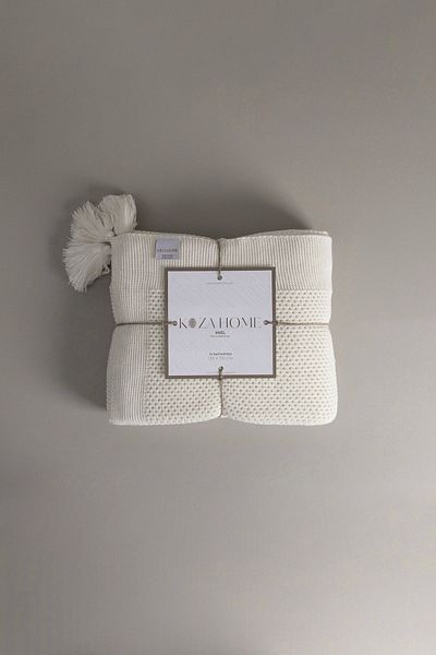 Koza Home Miel Cream Edge Pompom TV Blanket 130x170 37102