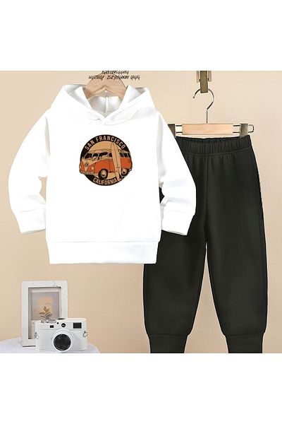 BENROMA Francısco Car Printed Children's Tracksuit Set - Unisex Oversize