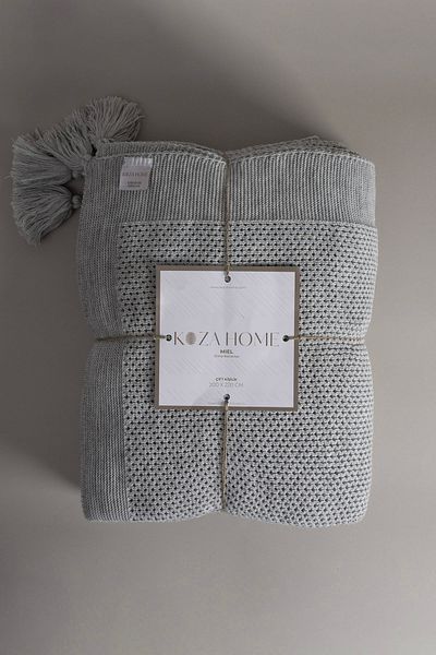 Koza Home Miel Gray Double Blanket with Pompom on the Edge 200x220 37105