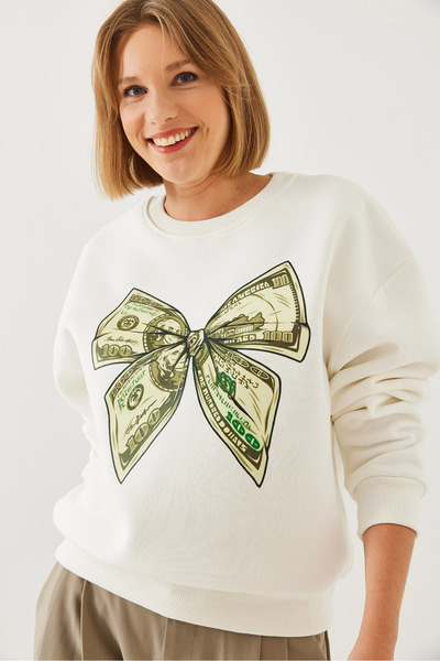 Bianco Lucci Women's Butterfly Printed Sweatshirt Mbhs018 60601018