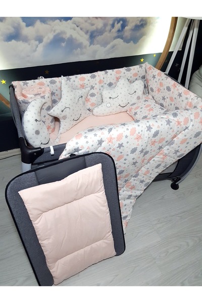 Baby Clime 70X110 Baby Sleeping Set - Without Mosquito Net - Heart Cloud Star (Excluding Park Crib)