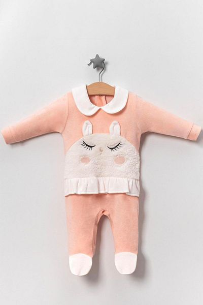 TRENDİMİZBİR Baby Girl Sleeping Rabbit Jumpsuit