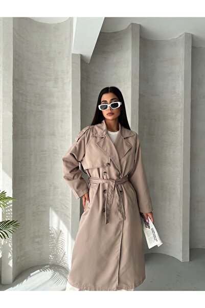 blue ashley Su Geçirmez Uzun Oversize Trençkot