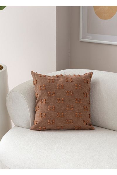 BUGİ HOME COLLECTİON Калъфка за възглавница от лен с бродерия и етнически шарки 43x43 см, Декоративна калъфка за възглавница