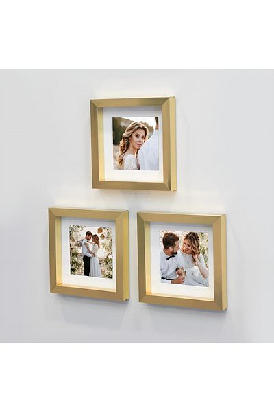Nobbystar Gold 14X14Cm Pola Square Photo Frame with Adhesive Disassemble Paspart - Pack of 3