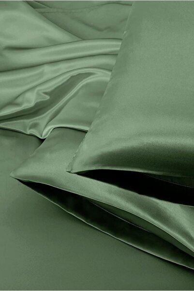 pistore Abstract Green Matte Silk Satin Μαξιλαροθήκη 50 X 70 2 Τεμάχια
