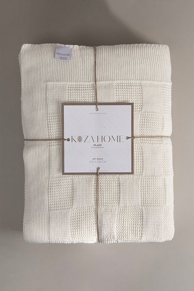 Koza Home Plaid Cream Double Blanket 200x220 15000