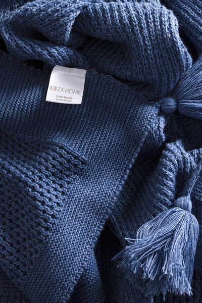 Koza Home Διπλή κουβέρτα Miel Indigo Selvage Pompom 200x220 37115