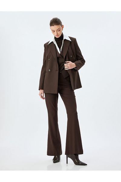 Koton Slim Fit Pocket Belted Spanish Leg Fabric Trousers