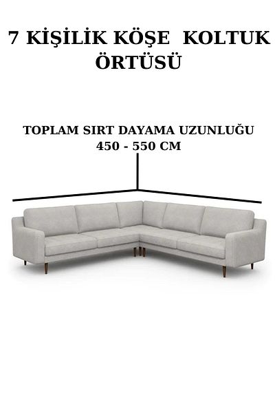 kanway 7 Kişilike Husă pentru scaun înfășurată cu fustă de colț în formă de L - Flexibilă, lungime 550 cm Topam