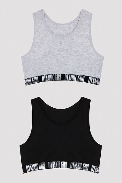 Penti Multicolored Girl's 2-Piece Sports Undershirt with Slogan Stripe