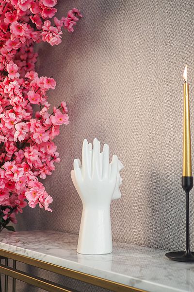Ella's Design Studio Sofia Figurine Y30Cm - Decorative Abstract Face Vase Cream Flower Pot, New Home Gift