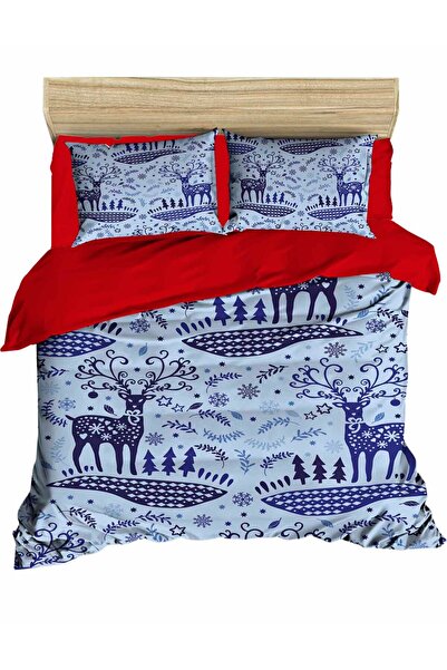 Generic Brand New Year's Deer Patterned Leaf Patterned Digital Bedding Set