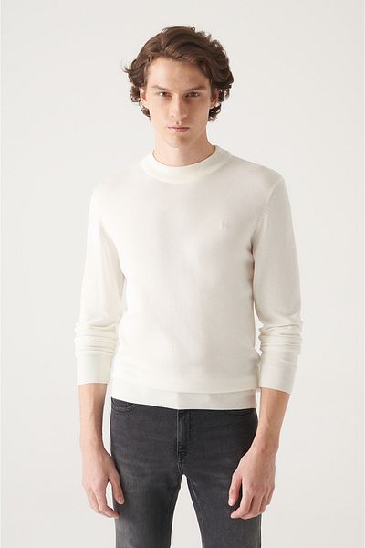 Avva Weißer Rollkragenpullover für Herren E 005021