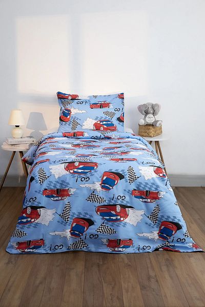 FAVORA Set cuvertură de pilota Ranforce din bumbac cu model auto - Albastru
