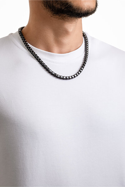 So CHIC... Kozmos Siyah Rodyum Kaplama 50 Cm Çelik Erkek Kolye