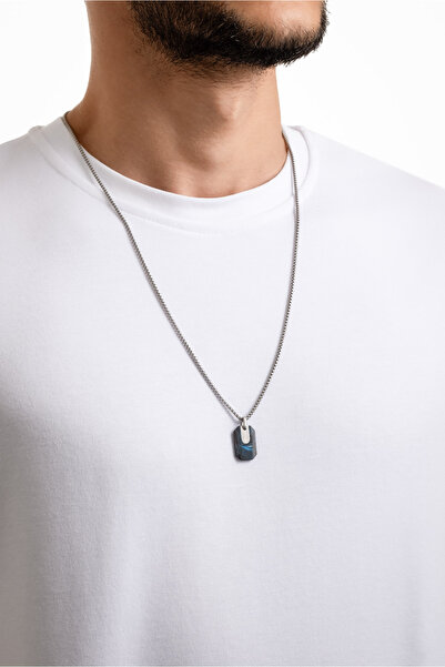 So CHIC... Karbon Fiber Detaylı 65 Cm Çelik Erkek Kolye