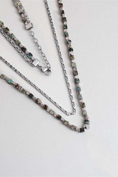 So CHIC... Jasper Stoned 55 cm Steel Multiple Men's Necklace