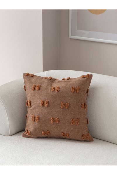 BUGİ HOME COLLECTİON 43x43 см Калъфка за възглавница с бродерия от лен - Декоративна панделка
