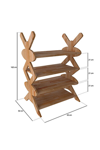 woodizy Doğal Masif Ahşap Tavşan Ayakkabılık