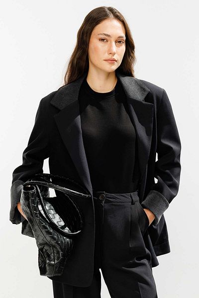 Hooopstore Μαύρο μπουφάν Blazer - Λεπτομέρεια Garni τζιν