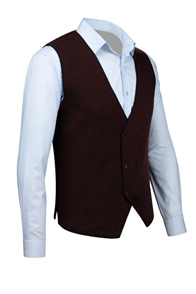 Çizgi Triko Ανδρικό ριγέ πλεκτό αθλητικό γιλέκο - με κουμπιά, αμάνικο, κανονική εφαρμογή - 5013LS