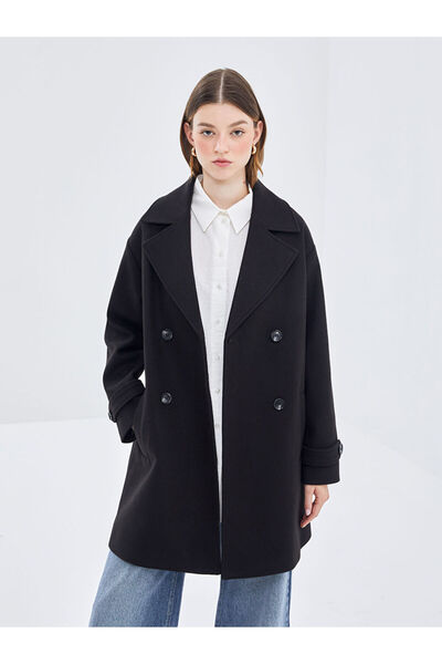 LC Waikiki Ceket Yaka Kadın Kaşe Kaban