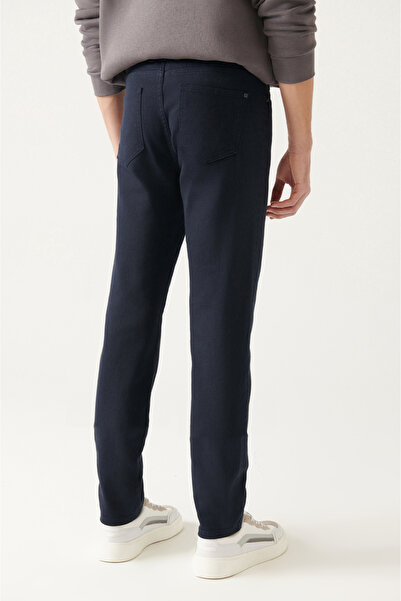 Avva Erkek Lacivert Basic 5 Cepli Pamuklu Slim Fit Pantolon B003007