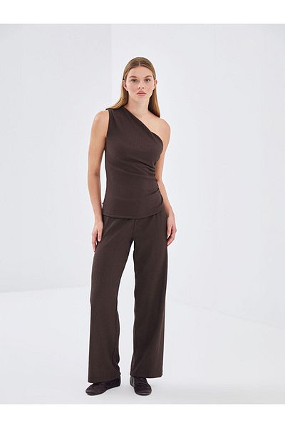 LC Waikiki Lcw Vision Dark Brown Single Shoulder Textured Women's Blouse