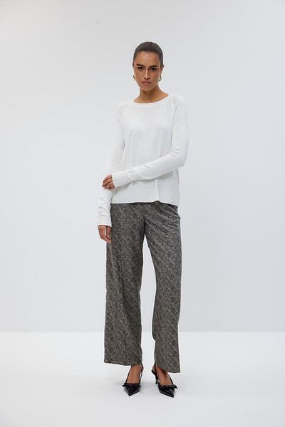 Tuba Butik Crew Neck Basic Knitwear Ecru Women's Sweater
