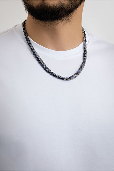 So CHIC... Lapis Taşlı 55 Cm Çelik Çoklu Erkek Kolye