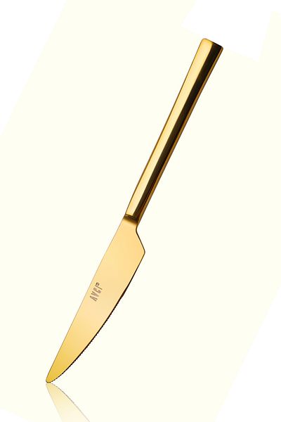 Avcı Classy Titanium Shiny Gold 12 Pieces Dining Knife 18/10 Stainless Steel