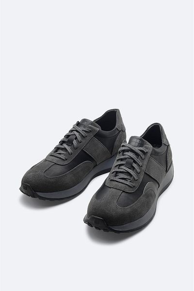 Avva Ανδρικό Σκούρο Γκρι 100% Δερμάτινο Sneaker με εύκαμπτη σόλα A31y8007