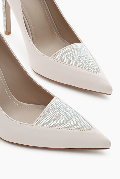 Tonny Black Kadın Bej Neolit Taban Önü ve Topuğu Taşlı Sivri Burunlu Yüksek Topuklu Ayakkabı