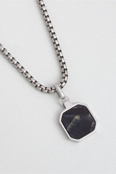 So CHIC... 60 cm Steel Men's Necklace with Carbon Fiber Detail