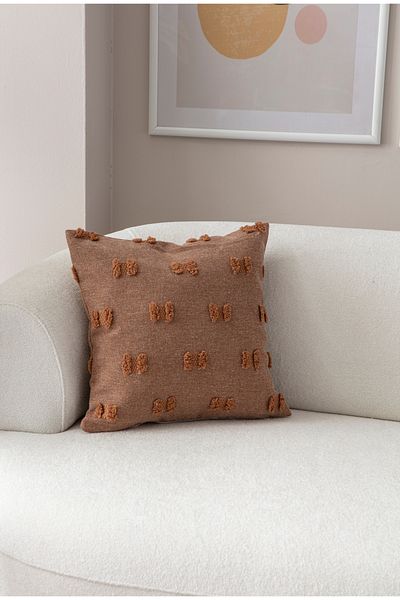 BUGİ HOME COLLECTİON 43x43 см Калъфка за възглавница с бродерия от лен - Декоративна панделка