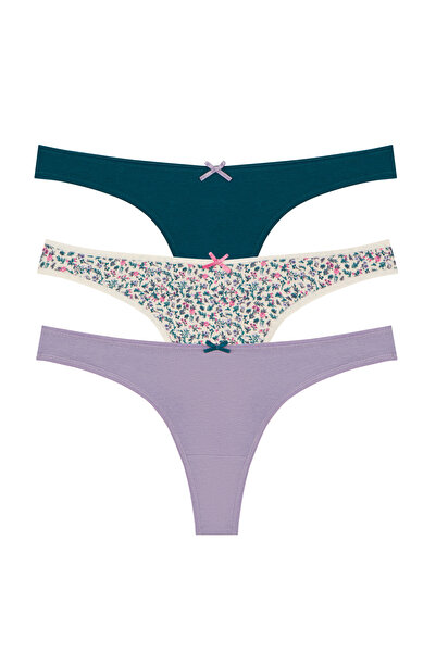 Penti Chiloți tanga din 3 piese Liliac Dream